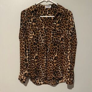Express Leopard Print Blouse in Brown and Black